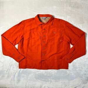 Outdoor Research Performance Button Up Shirt Men's M Orange Nylon Vents UPF50